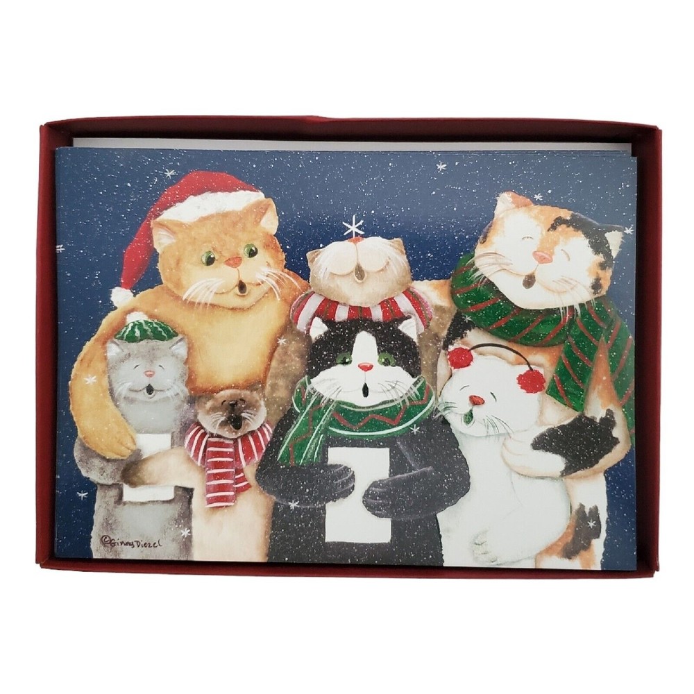 Ginny Diezel Cats Singing Holiday Cards Meowy Merry Christmas 18 Cards CPS
